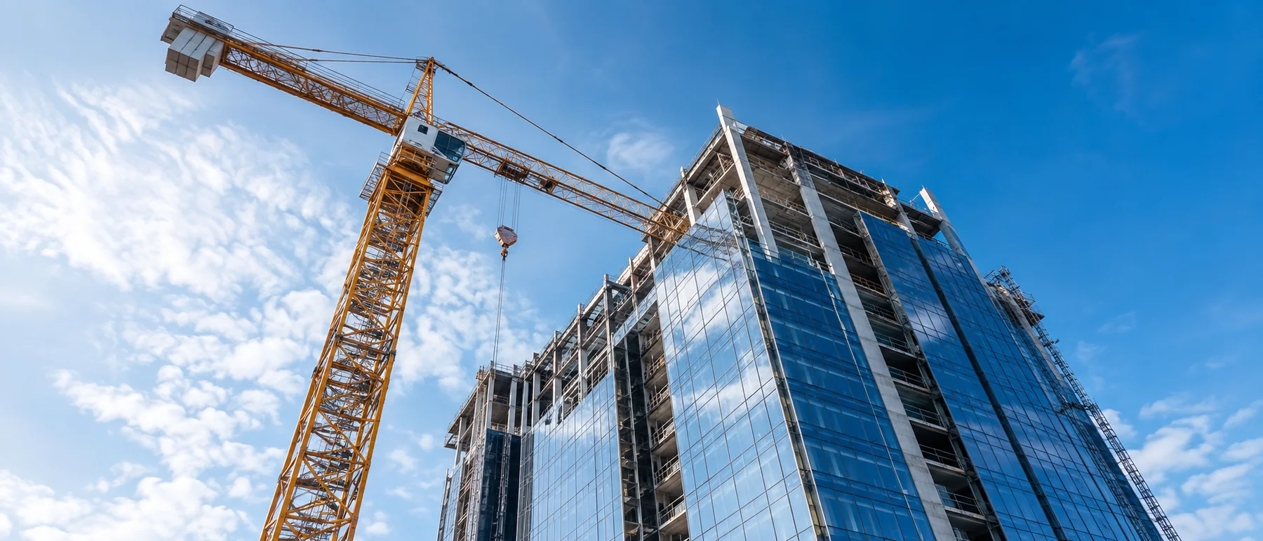 Tower crane over a commercial building under construction in Nashville, Tennessee