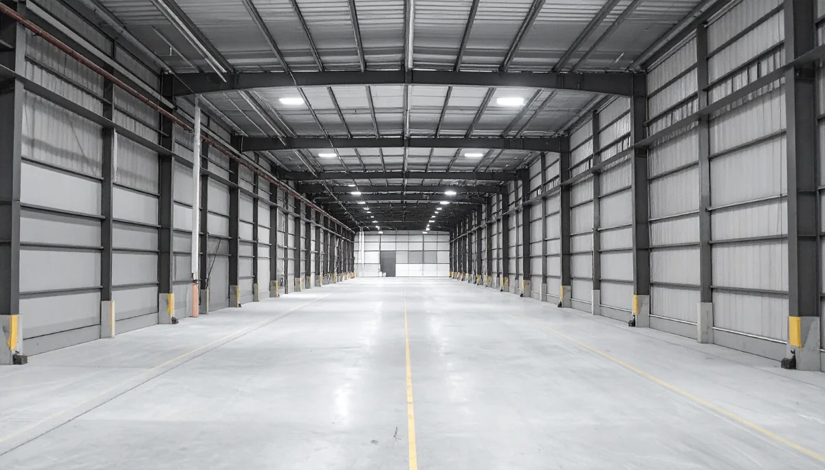 Clear span interior of a pre-engineered metal building in Middle Tennessee
