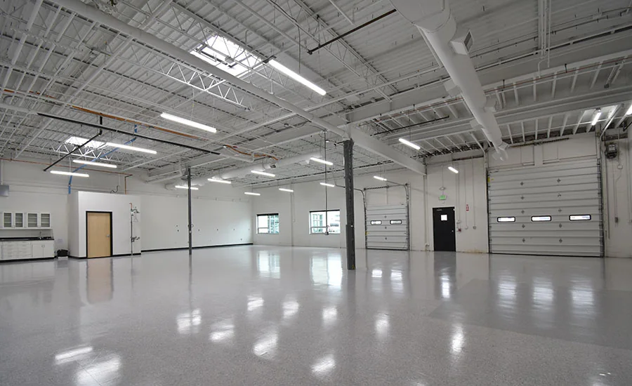 Finished warehouse interior with overhead doors in Middle Tennessee